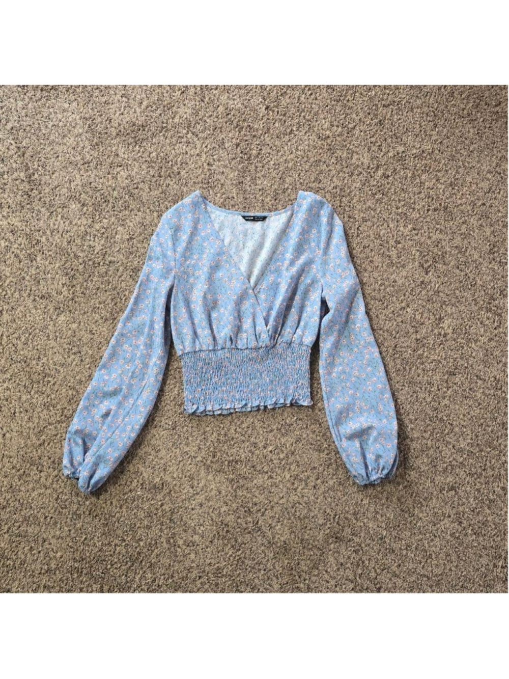 SHEIN Blue Floral Crop Top Women's Size Small